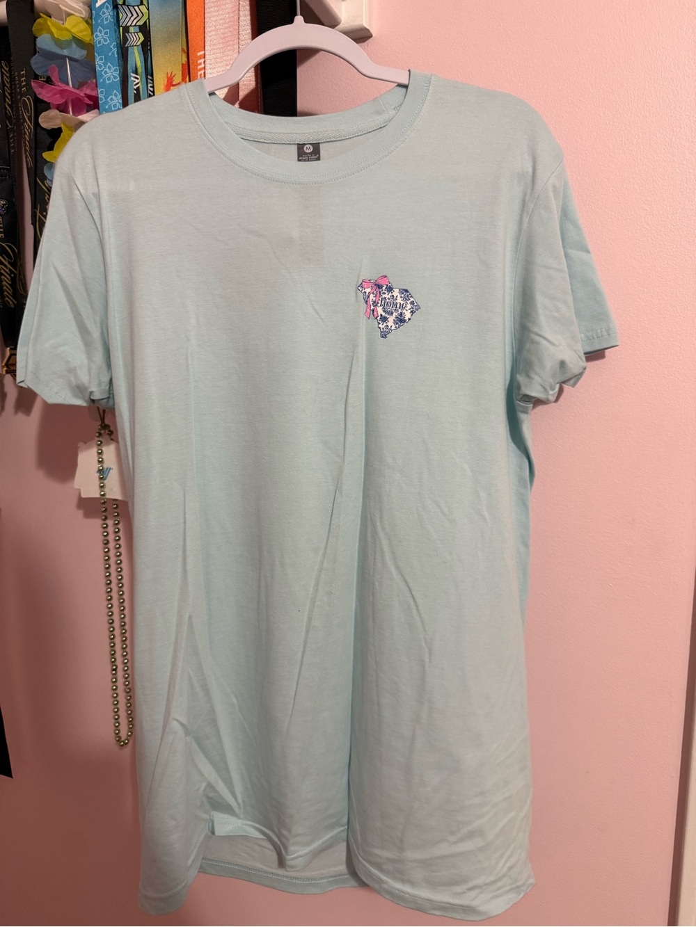 Light Aqua T-Shirt with Small Floral State Patch